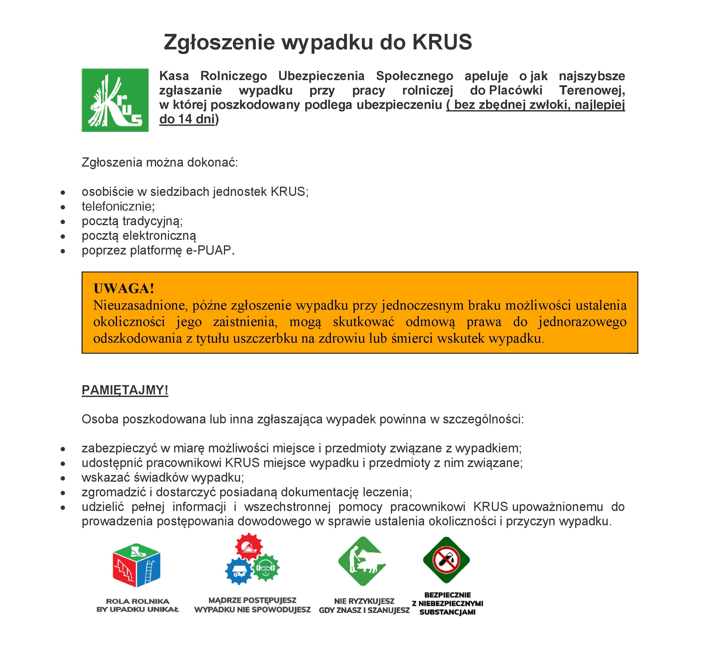 Zgłoszenie wypadku do KRUS Zgłoszenie wypadku do KRUS