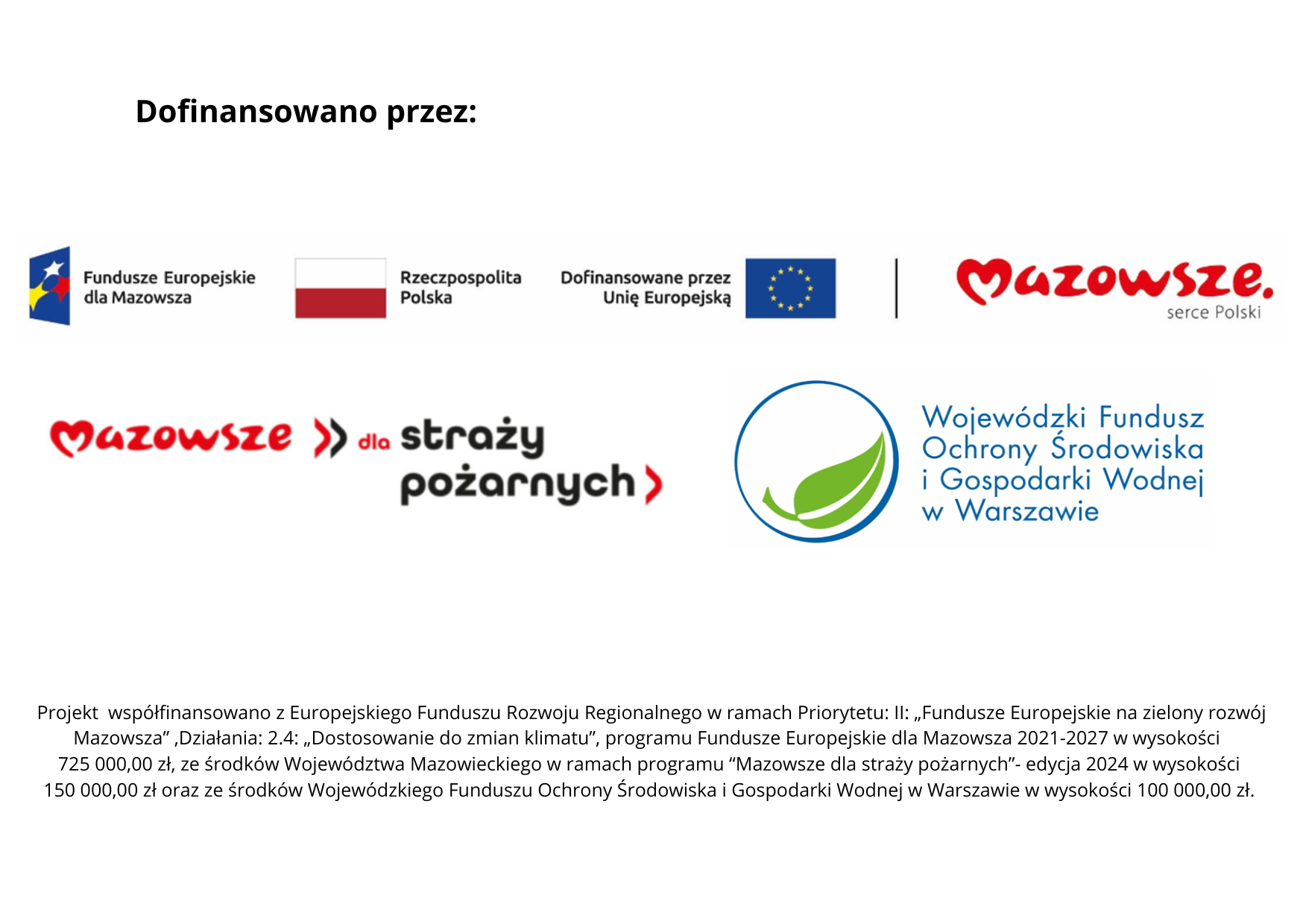 Tablica informująca o dofinansowaniu zakupu nowego wozu strażackiego